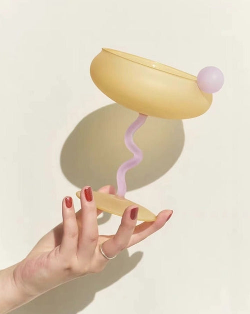 Jelly Bean Wine Glass - Whimsical Eclectic Dopamine Cocktail Glass