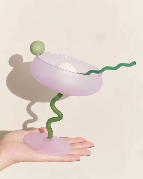 Jelly Bean Wine Glass - Whimsical Eclectic Dopamine Cocktail Glass