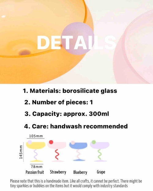 Jelly Bean Wine Glass - Whimsical Eclectic Dopamine Cocktail Glass